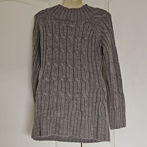 Seductions Knitted Long Sleeves Sweater Medium Gray - Picture 4 of 16